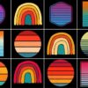 Sunset Vintage Retro Colorful Background