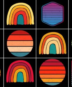 Sunset Vintage Retro Colorful Background