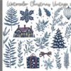Watercolor Christmas Vintage Clipart Set